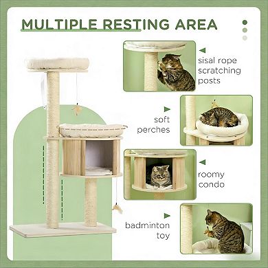 IFMALL Multi-Level Cat Activity Tower with Plush Platforms and Scratching Posts