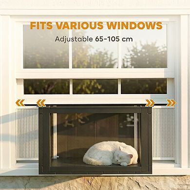 IFMALL Window-Mounted Outdoor Pet Enclosure with Panoramic View and Secure Design