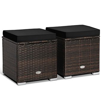Patio Ottoman Set With Hidden Storage and Cushions 2 pc