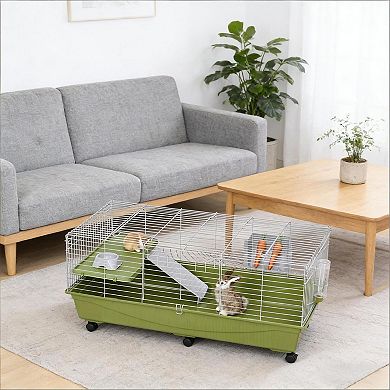 IFMALL Spacious Small Animal Habitat Cage with Ramp Feeding Accessories