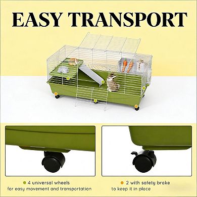 IFMALL Spacious Small Animal Habitat Cage with Ramp Feeding Accessories