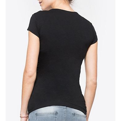 Womens Maternity Short Sleeve V Neck Top Casual Stretchy Layer Shirt