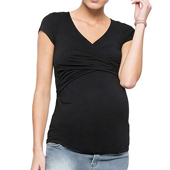 Womens Maternity Short Sleeve V Neck Top Casual Stretchy Layer Shirt