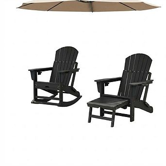 Adirondack Lounge Chair, Folding with Footrest & Drink Holders