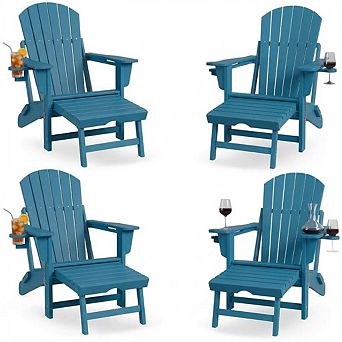 Adirondack Lounge Chair, Folding with Footrest & Drink Holders