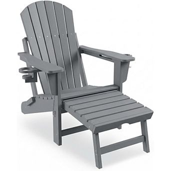 Adirondack Lounge Chair, Folding with Footrest & Drink Holders
