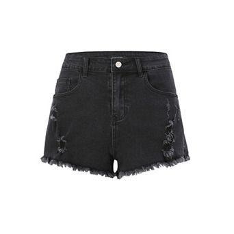Women's Mid Rise Fringe Denim Shorts Casual Summer Jean Shorts