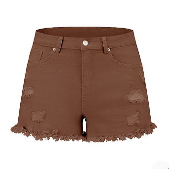 Women's Mid Rise Fringe Denim Shorts Casual Summer Jean Shorts