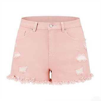 Women's Mid Rise Fringe Denim Shorts Casual Summer Jean Shorts