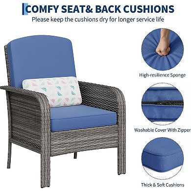Modern Wicker Chair Set of 2 with Cushions