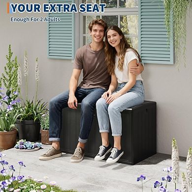 130 Gallon Resin Outdoor Deck Box, Waterproof Weather-Resistant Storage Bin, 480 LBS Capacity