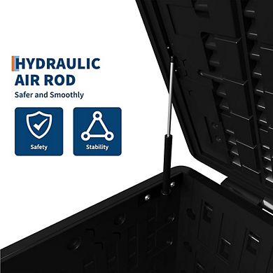 130 Gallon Resin Outdoor Deck Box, Waterproof Weather-Resistant Storage Bin, 480 LBS Capacity