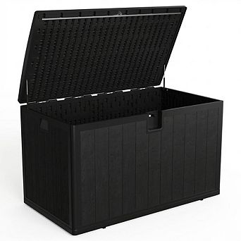 130 Gallon Resin Outdoor Deck Box, Waterproof Weather-Resistant Storage Bin, 480 LBS Capacity