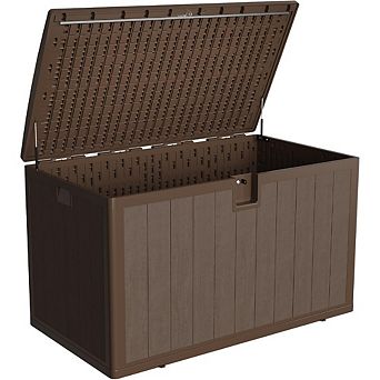 130 Gallon Resin Outdoor Deck Box, Waterproof Weather-Resistant Storage Bin, 480 LBS Capacity