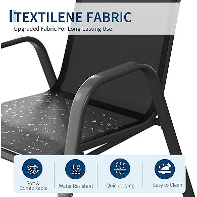4-Pack Stackable Patio Chairs, Textilene Fabric, High Back, All-Weather for Garden Pool Balcony