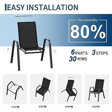 4-Pack Stackable Patio Chairs, Textilene Fabric, High Back, All-Weather for Garden Pool Balcony