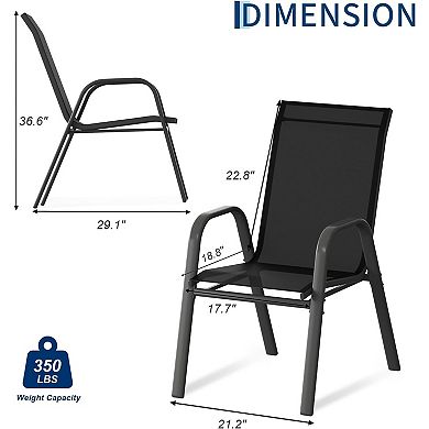 4-Pack Stackable Patio Chairs, Textilene Fabric, High Back, All-Weather for Garden Pool Balcony