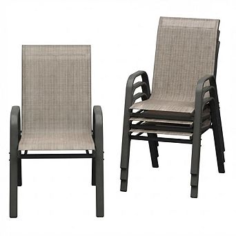 4-Pack Stackable Patio Chairs, Textilene Fabric, High Back, All-Weather for Garden Pool Balcony