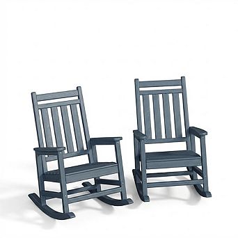 HDPE Adirondack Rocking Chair, High Back, Wide Armrests, All-Weather