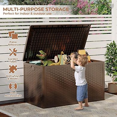 120 Gallon Outdoor Waterproof Lockable Storage Box, Deck Boxes for Patio Furniture, Garden Tools