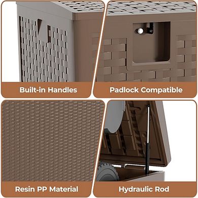 120 Gallon Outdoor Waterproof Lockable Storage Box, Deck Boxes for Patio Furniture, Garden Tools