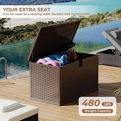 120 Gallon Outdoor Waterproof Lockable Storage Box, Deck Boxes for Patio Furniture, Garden Tools