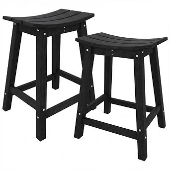 HDPE Weatherproof Bar Stools, Heavy Duty Resin Patio Chairs with Footrest