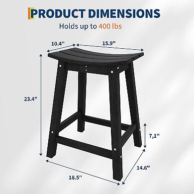 HDPE Weatherproof Bar Stools, Heavy Duty Resin Patio Chairs with Footrest