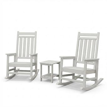 Poly Lumber Rocking Chair Set of 2 with Side Table, HDPE High Back for Patio