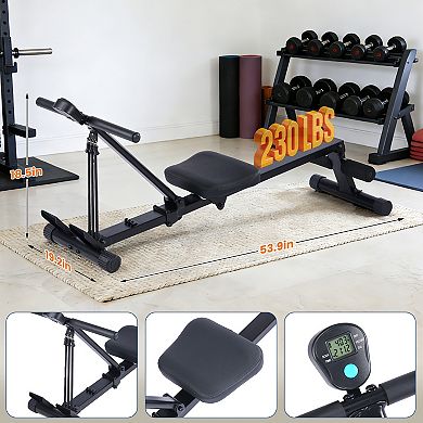 Rowing Machine for Home Use, Compact Rower with LCD Display, Space-Saving Design for Body Workout