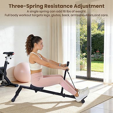 Rowing Machine for Home Use, Compact Rower with LCD Display, Space-Saving Design for Body Workout
