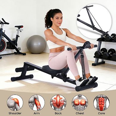 Rowing Machine for Home Use, Compact Rower with LCD Display, Space-Saving Design for Body Workout