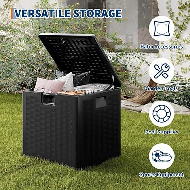 28 Gallon Outdoor Storage Box with Lockable Lid, Weather-Resistant Plastic Deck Box