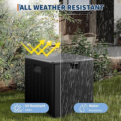 28 Gallon Outdoor Storage Box with Lockable Lid, Weather-Resistant Plastic Deck Box