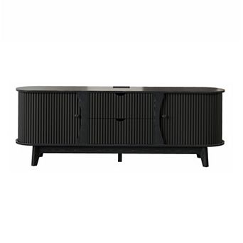 63" TV stand, 2 drawers, 4 cabinets, adjustable shelf & power outlet, fits TVs up to 70".