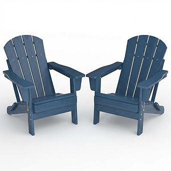 Folding HDPE Adirondack Chair, Ergonomic Backrest, All-Weather for Patio & Garden
