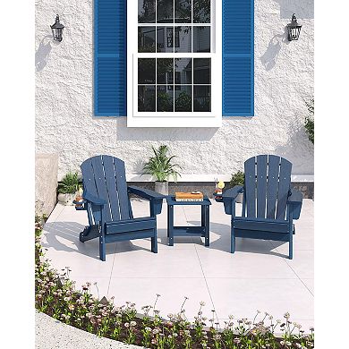 Folding HDPE Adirondack Chair, Ergonomic Backrest, All-Weather for Patio & Garden