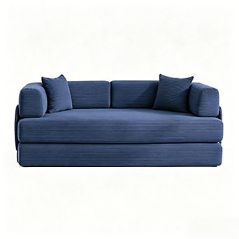 5-in-1 Convertible Modular Sleeper Sofa Bed 78.8" Corduroy Floor Couch with Pillows