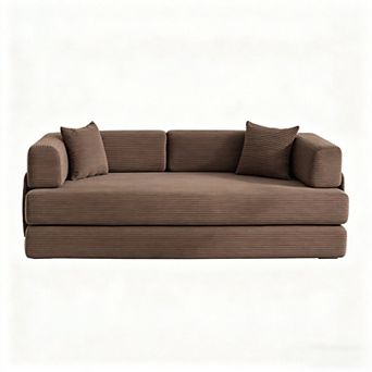 5-in-1 Convertible Modular Sleeper Sofa Bed 78.8" Corduroy Floor Couch with Pillows