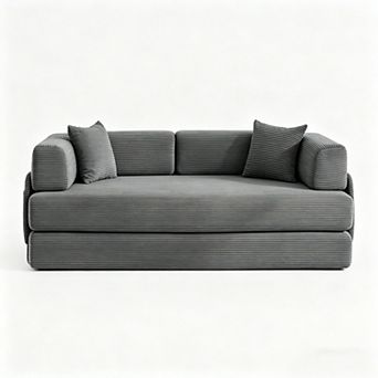 5-in-1 Convertible Modular Sleeper Sofa Bed 78.8" Corduroy Floor Couch with Pillows