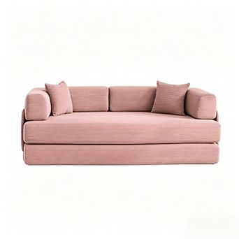 5-in-1 Convertible Modular Sleeper Sofa Bed 78.8" Corduroy Floor Couch with Pillows