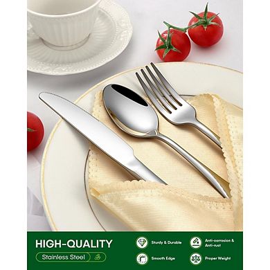 Stainless Steel Flatware Set for 4, 20-Piece Mirror Polished, Dishwasher Safe