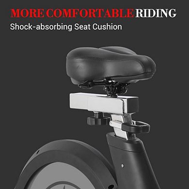 Exercise Bike, Low Noise Indoor Cycling Bike with Adjustable Handlebar & Seat