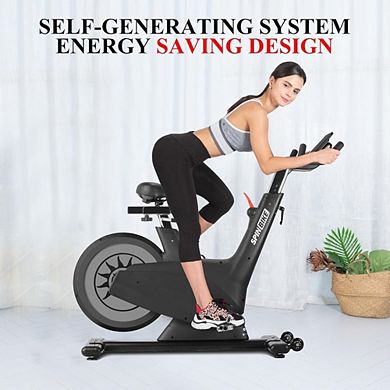 Exercise Bike, Low Noise Indoor Cycling Bike with Adjustable Handlebar & Seat