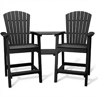 2 All-Weather HDPE Bar Height Chairs with Tray & Footrest