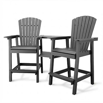 2 All-Weather HDPE Bar Height Chairs with Tray & Footrest