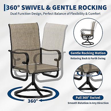 2-Pack Rocking Dining Chairs, Textilene High Back