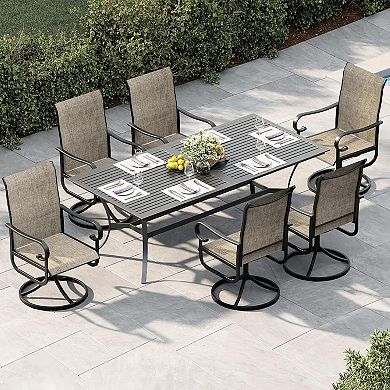 2-Pack Rocking Dining Chairs, Textilene High Back