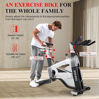 Exercise Bike for Home with Tablet Holder & Adjustable Seat and Handlebars, Low Noise