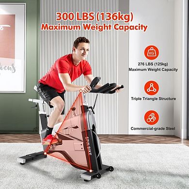 Exercise Bike for Home with Tablet Holder & Adjustable Seat and Handlebars, Low Noise